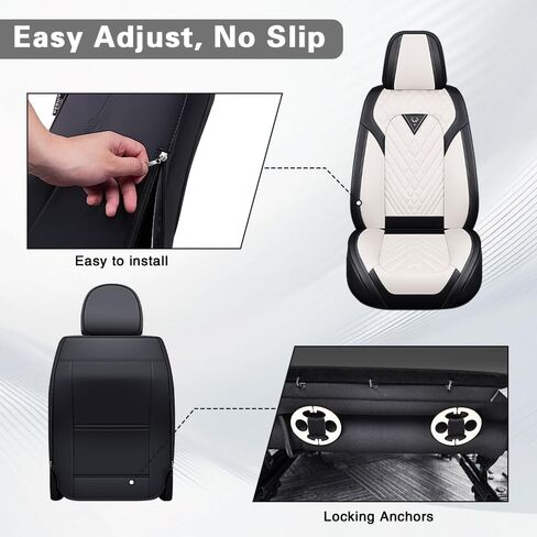 Fit for Kia Soul Seat Covers 2010-2026, Nappa Leather, 360° Full Protection, Thick Padding & Memory Foam, Waterproof & Stain-Resistant Car Seat Cover (Front Set,Cream White) in Kuwait