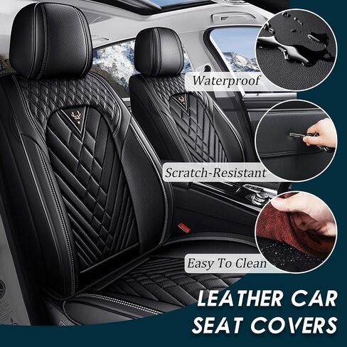 أغطية مقاعد السيارة مناسبة لسيارة Chevy Cruze 2011-2019، أغطية مقاعد من جلد نابا غير قابلة للانزلاق، متوافقة مع الوسادة الهوائية، واقي مقعد السيارة الرياضي من الداخل الفاخر. (مقعدان قياسيان، أسود) in Kuwait
