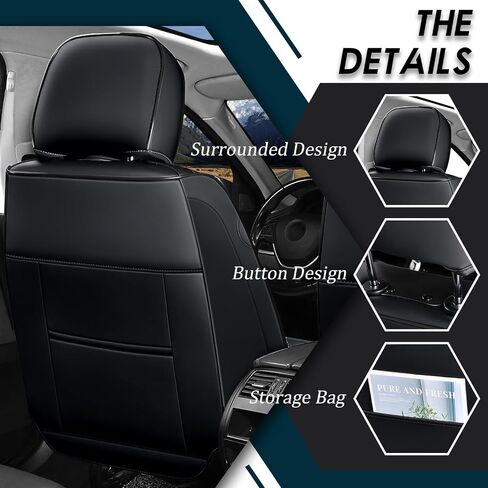 أغطية مقاعد السيارة مناسبة لسيارة Chevy Cruze 2011-2019، أغطية مقاعد من جلد نابا غير قابلة للانزلاق، متوافقة مع الوسادة الهوائية، واقي مقعد السيارة الرياضي من الداخل الفاخر. (مقعدان قياسيان، أسود) in Kuwait