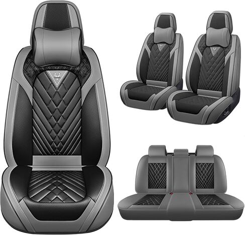 أغطية مقاعد السيارة مناسبة لسيارة Chevy Cruze 2011-2019، أغطية مقاعد من جلد نابا غير قابلة للانزلاق، متوافقة مع الوسادة الهوائية، واقي مقعد السيارة الرياضي من الداخل الفاخر. (مقعدان قياسيان، أسود) in Kuwait