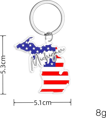 Michigan Souvenirs Keychain With Key Ring - American Flag Keychain, Key Holder For Gifts,Souvenirs From Usa,Spot M in Saudi Arabia