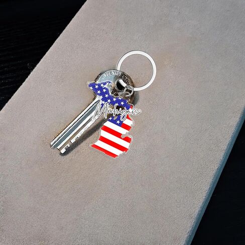 Michigan Souvenirs Keychain With Key Ring - American Flag Keychain, Key Holder For Gifts,Souvenirs From Usa,Spot M in Saudi Arabia