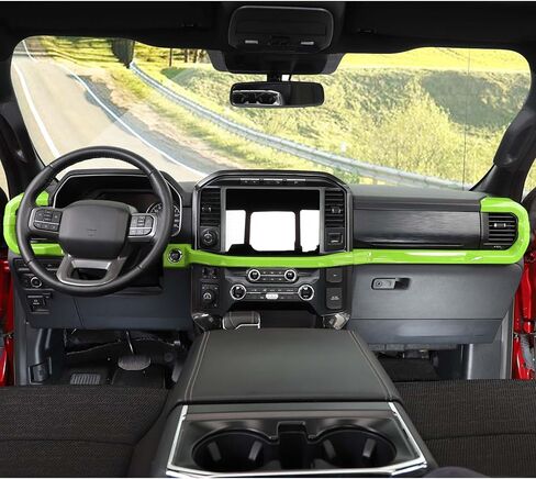 Jimen Compatible with Ford F150 2021-2024, 3PCS Center Console Dash Panel Dashboard Cover Interior Trim Accessories (Black Wood Grain) in Kuwait