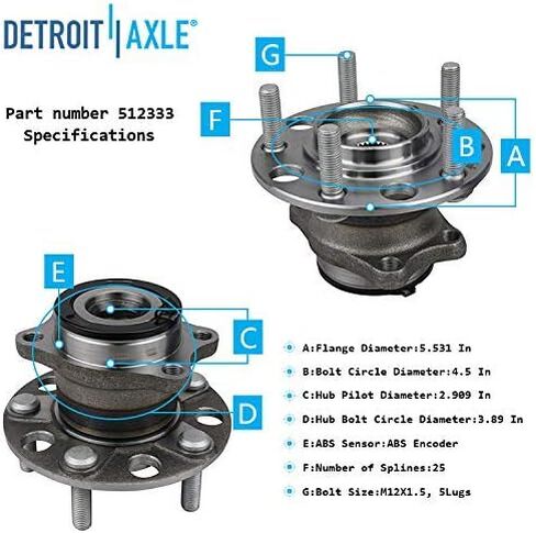 Detroit Axle - AWD Rear Wheel Bearing Hub for 2007-2008 Dodge Caliber, 2007-2017 Jeep Compass Patriot Wheel Bearing and Hub Assembly Replacement in Saudi Arabia
