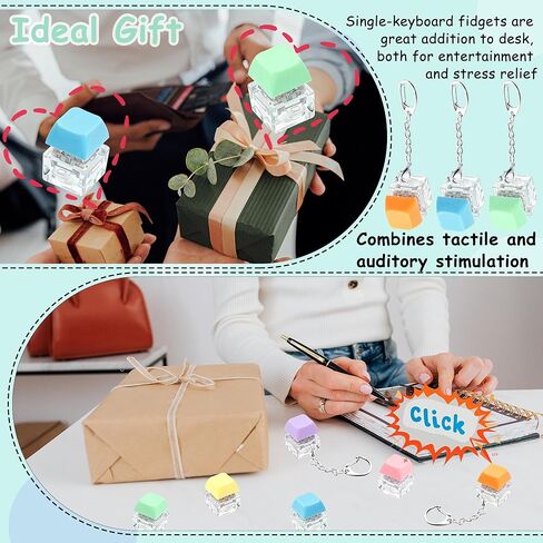 6 Pack Keyboard Fidget Toy, Keyboard Fidget Keychain Keyboard Decompression Button Finger Clicker Toys, Button Stress Relief Fidget Gifts for Adult to Relief Stress (Multicolor) in Kuwait