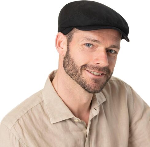 قبعة مسطحة للسائقين من القطن الفاخر من Stetson باللون الأسود مقاس 7 5/8 in Kuwait