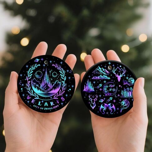 34HD Gifts for Christmas, Bear Cartoon Christmas Ornament Ceramic 2-Side Printed, Bear Movie Hanging Ornament, Christmas Tree Decorations, Movie Gifts for Movie Lovers in Kuwait