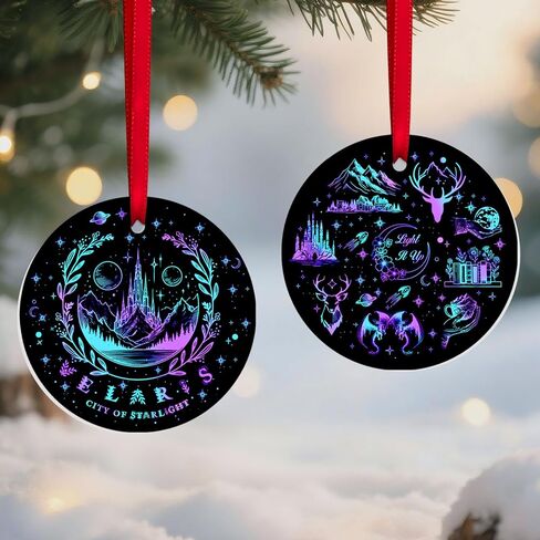 34HD Gifts for Christmas, Bear Cartoon Christmas Ornament Ceramic 2-Side Printed, Bear Movie Hanging Ornament, Christmas Tree Decorations, Movie Gifts for Movie Lovers in Kuwait