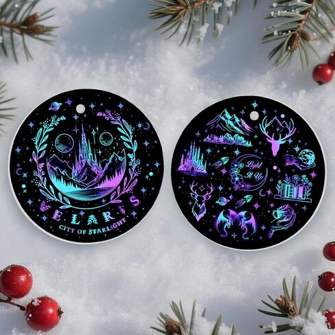 34HD Gifts for Christmas, Bear Cartoon Christmas Ornament Ceramic 2-Side Printed, Bear Movie Hanging Ornament, Christmas Tree Decorations, Movie Gifts for Movie Lovers in Kuwait