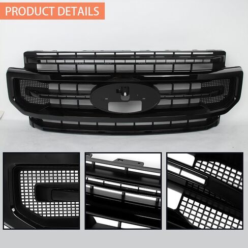 شواية أمامية سوداء لامعة متوافقة مع 2020-2022 Ford F250 F350 F450 F550 Platinum Style Super Duty Bumper Top Grille استبدال لـ LC3Z-8200-HA، LC3Z8200HA، LC3B8200HC5KBX in Kuwait