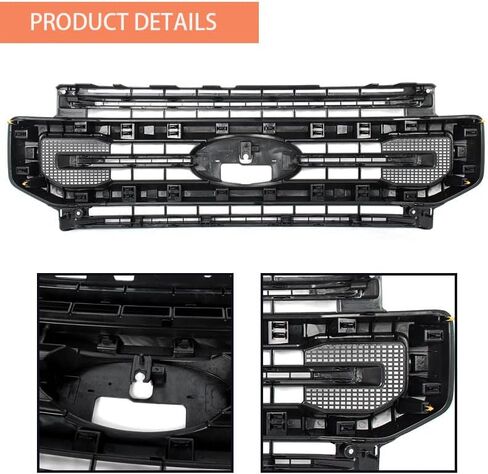 شواية أمامية سوداء لامعة متوافقة مع 2020-2022 Ford F250 F350 F450 F550 Platinum Style Super Duty Bumper Top Grille استبدال لـ LC3Z-8200-HA، LC3Z8200HA، LC3B8200HC5KBX in Kuwait