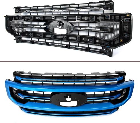 شواية أمامية سوداء لامعة متوافقة مع 2020-2022 Ford F250 F350 F450 F550 Platinum Style Super Duty Bumper Top Grille استبدال لـ LC3Z-8200-HA، LC3Z8200HA، LC3B8200HC5KBX in Kuwait
