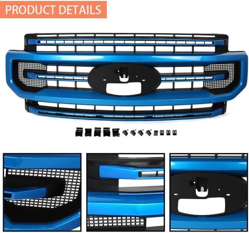 شواية أمامية سوداء لامعة متوافقة مع 2020-2022 Ford F250 F350 F450 F550 Platinum Style Super Duty Bumper Top Grille استبدال لـ LC3Z-8200-HA، LC3Z8200HA، LC3B8200HC5KBX in Kuwait