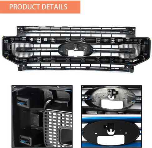 شواية أمامية سوداء لامعة متوافقة مع 2020-2022 Ford F250 F350 F450 F550 Platinum Style Super Duty Bumper Top Grille استبدال لـ LC3Z-8200-HA، LC3Z8200HA، LC3B8200HC5KBX in Kuwait