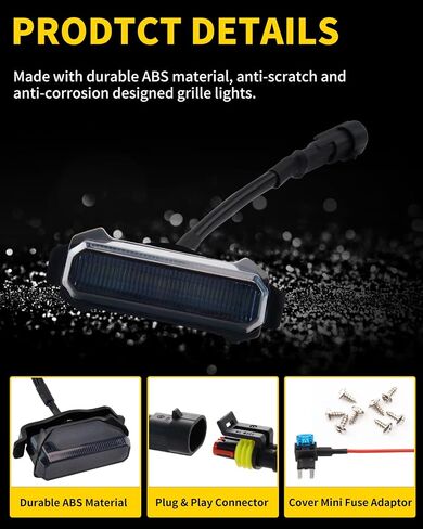 White LED Lights 3PCS Front Grille Lamps Car Accessories with Harness and Fuse, Compatible with 2018 2019 2020 Toyotaa Tundra TRD Pro Grille in Saudi Arabia