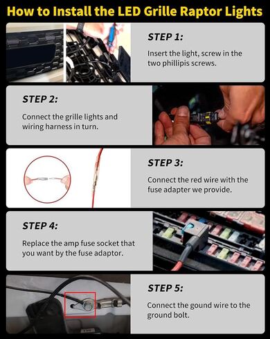 White LED Lights 3PCS Front Grille Lamps Car Accessories with Harness and Fuse, Compatible with 2018 2019 2020 Toyotaa Tundra TRD Pro Grille in Saudi Arabia