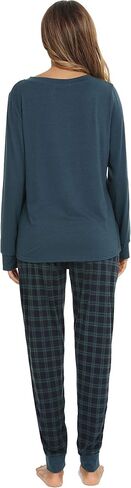 Vlazom Women's Pajama Set 2 Pieces Soft Sleepwear Set Warm Long Sleeve Sweatshirt and Long Plaid Pants with Pockets S-XXL in Saudi Arabia