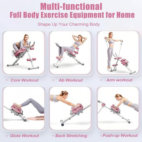 Multifunctional Ab Workout Equipment, Adjustable Ab ＆ Sit Up Machine for Stomach Workout, Ab Exercise Bench Crunch Machine for Core Abdomen, Foldable Abdominal Trainer for Home Gym in Saudi Arabia