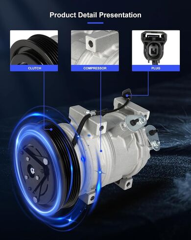ECCPP AC Compressor Fast Cooling 2007-2013 Fit for Acura MDX 3.7L 2009-2015 Fit for Honda Pilot 3.5L Air Conditioning Compressor 6 Grooves 10PA17 in Saudi Arabia