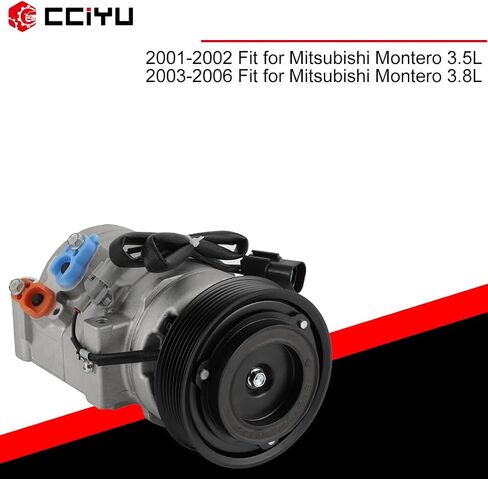 ضاغط هواء CCIYU مع قابض ضاغط هواء A/C للسيارة 2001-2002 لميتسوبيشي مونتيرو 3.5L تكييف وضاغط للهواء لـ 98338 in Saudi Arabia