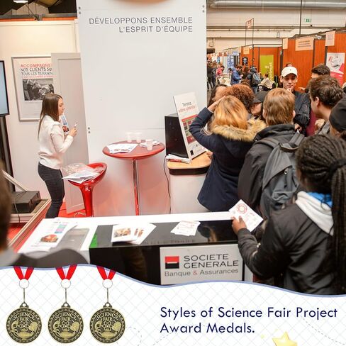 30 Pcs Science Fair Medals with Neck Ribbons Science Fair Project Awards Bulk 2 Inch Gold Metal Prizes Trophies Gift Ornaments for Education Competitions Event Winner in Kuwait