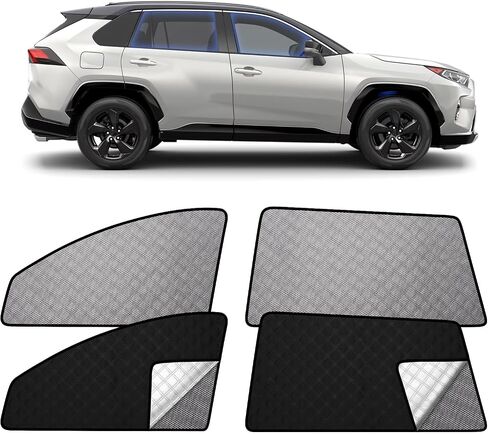 XCBYT RAV4 Window Sun Shades, Car Window Shades for 2019-2024 Toyota Rav4, Privacy Car Window Covers with Breathable Mesh - UV Protection, Heat Insulation for Camping Napping Breastfeeding in Kuwait