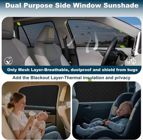 XCBYT RAV4 Window Sun Shades, Car Window Shades for 2019-2024 Toyota Rav4, Privacy Car Window Covers with Breathable Mesh - UV Protection, Heat Insulation for Camping Napping Breastfeeding in Kuwait