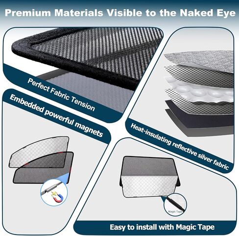 XCBYT RAV4 Window Sun Shades, Car Window Shades for 2019-2024 Toyota Rav4, Privacy Car Window Covers with Breathable Mesh - UV Protection, Heat Insulation for Camping Napping Breastfeeding in Kuwait