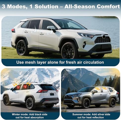 XCBYT RAV4 Window Sun Shades, Car Window Shades for 2019-2024 Toyota Rav4, Privacy Car Window Covers with Breathable Mesh - UV Protection, Heat Insulation for Camping Napping Breastfeeding in Kuwait
