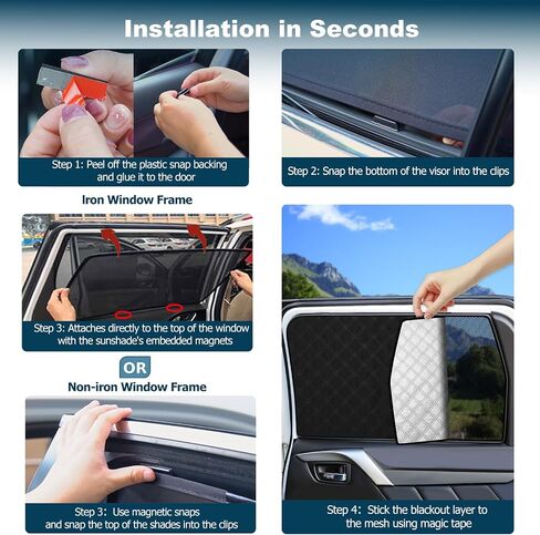 XCBYT RAV4 Window Sun Shades, Car Window Shades for 2019-2024 Toyota Rav4, Privacy Car Window Covers with Breathable Mesh - UV Protection, Heat Insulation for Camping Napping Breastfeeding in Kuwait