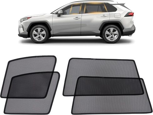 XCBYT RAV4 Window Sun Shades, Car Window Shades for 2019-2024 Toyota Rav4, Privacy Car Window Covers with Breathable Mesh - UV Protection, Heat Insulation for Camping Napping Breastfeeding in Kuwait