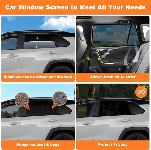 XCBYT RAV4 Window Sun Shades, Car Window Shades for 2019-2024 Toyota Rav4, Privacy Car Window Covers with Breathable Mesh - UV Protection, Heat Insulation for Camping Napping Breastfeeding in Kuwait