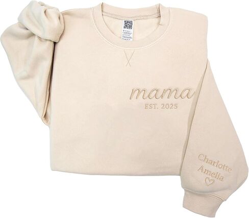 Personalized Embroidered Mama Sweatshirt with Kid Names On Sleeve, Mom Sweatshirts For Women, Grandma Christmas in Kuwait