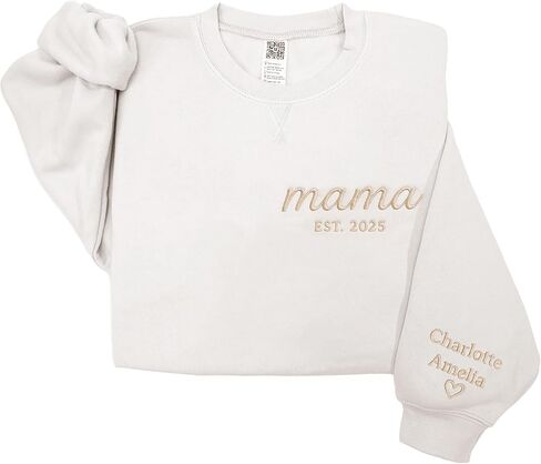 Personalized Embroidered Mama Sweatshirt with Kid Names On Sleeve, Mom Sweatshirts For Women, Grandma Christmas in Kuwait