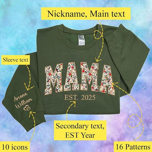 Personalized Embroidered Mama Sweatshirt with Kid Names On Sleeve, Mom Sweatshirts For Women, Grandma Christmas in Kuwait