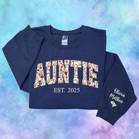 Personalized Embroidered Mama Sweatshirt with Kid Names On Sleeve, Mom Sweatshirts For Women, Grandma Christmas in Kuwait