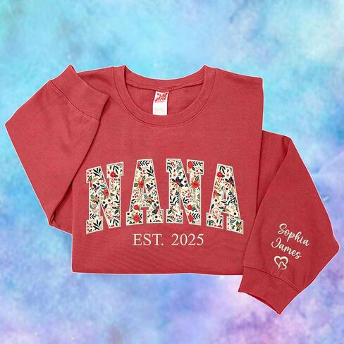 Personalized Embroidered Mama Sweatshirt with Kid Names On Sleeve, Mom Sweatshirts For Women, Grandma Christmas in Kuwait
