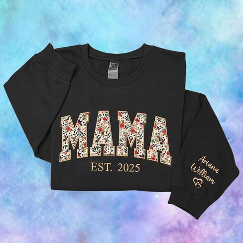 Personalized Embroidered Mama Sweatshirt with Kid Names On Sleeve, Mom Sweatshirts For Women, Grandma Christmas in Kuwait