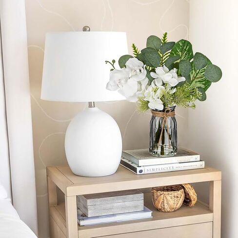 White Orchids Artificial Flowers with Vase Fake Flowers in Vase Artificial Eucalyptus Stems in Glass Vase with Faux Water Faux Orchid with Eucalyptus Leaves Arrangement for Dining Table Centerpiece in Kuwait