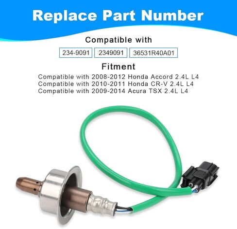 JDMON 1PCS Oxygen O2 Sensor Upstream Downstream Replacement for 2008-2012 Honda Accord, CR-V, Acura TSX 2.4L L4 Compatible with 234-9091, 2349091, 36531R40A01 in Saudi Arabia