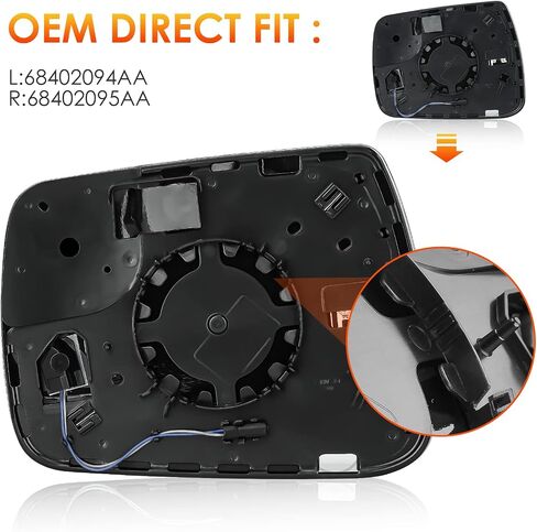 Left Driver + Right Passenger Side Mirror Glass Replacement Compatible with 2019 2020 2021 Dodge Ram 1500 Rear View Side Heated Mirror Replace 68402094AA 68402095AA in Saudi Arabia