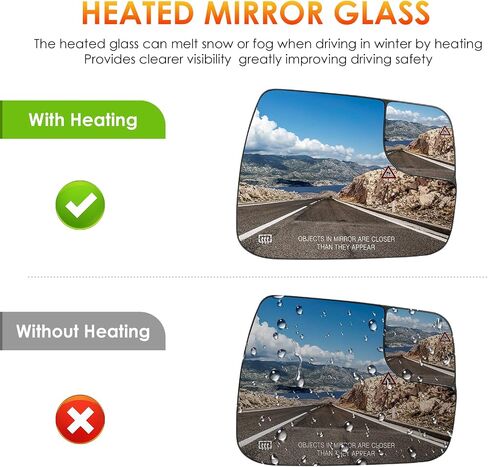 Left Driver + Right Passenger Side Mirror Glass Replacement Compatible with 2019 2020 2021 Dodge Ram 1500 Rear View Side Heated Mirror Replace 68402094AA 68402095AA in Saudi Arabia