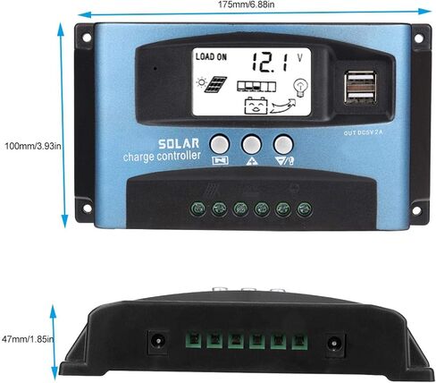 Solar Controller, MPPT 40/50/60/100A Solar Battery Charger Regulator Panel Controllers Dual USB LCD Display 12V 24V for Solar Panels (100A) in Saudi Arabia