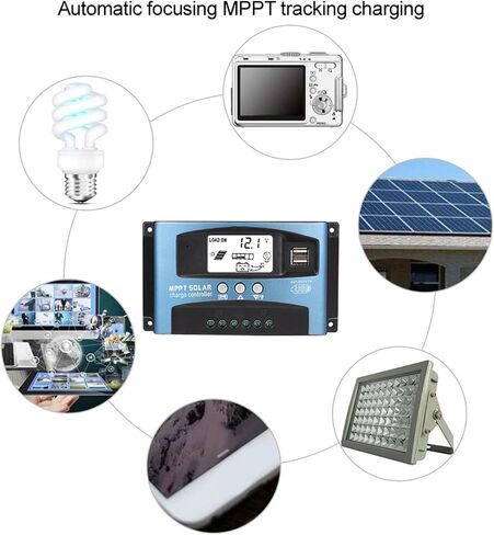 Solar Controller, MPPT 40/50/60/100A Solar Battery Charger Regulator Panel Controllers Dual USB LCD Display 12V 24V for Solar Panels (100A) in Saudi Arabia