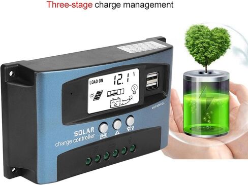 Solar Controller, MPPT 40/50/60/100A Solar Battery Charger Regulator Panel Controllers Dual USB LCD Display 12V 24V for Solar Panels (100A) in Saudi Arabia