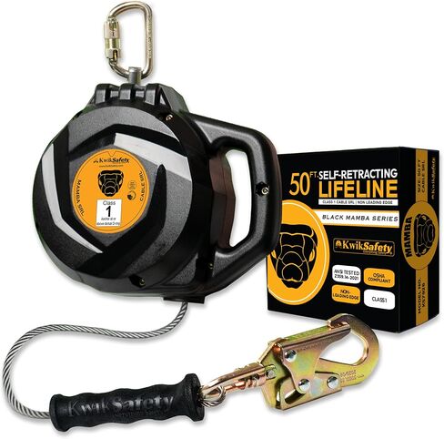 KwikSafety - Charlotte, NC - Mamba 20’ Self Retracting Lifeline [Carbonate + Integrated Handle] Class 1 Cable SRL ANSI OSHA Retractable Fall Arrest Safety Roofing Construction Gear in Saudi Arabia