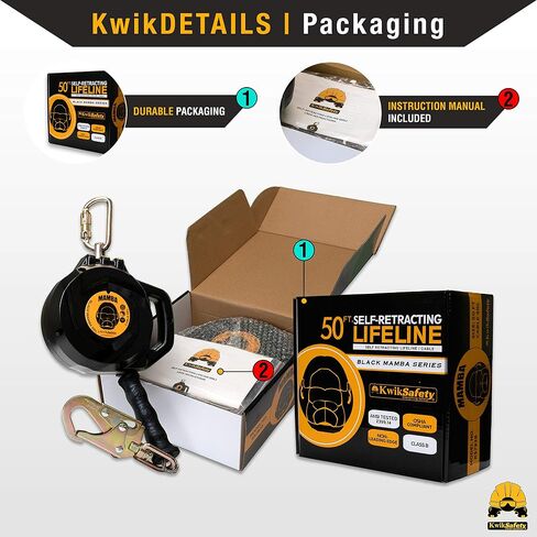 KwikSafety - Charlotte, NC - Mamba 20’ Self Retracting Lifeline [Carbonate + Integrated Handle] Class 1 Cable SRL ANSI OSHA Retractable Fall Arrest Safety Roofing Construction Gear in Saudi Arabia