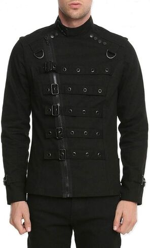 Darkrock Gothic Military Band Black Jacket for Men Vintage Goth Coat Jacket STEAMPUNK in Saudi Arabia