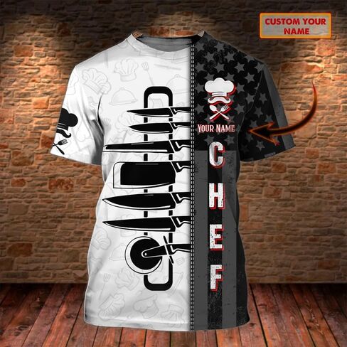 Personalized 3D Chef Shirt Gifts for Men & Women, Tshirt Cook Uniforms, Master Chef Gifts in Saudi Arabia