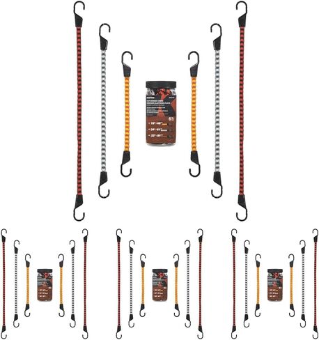 Keeper - Assorted Flat Bungee Cord in Multiple Colors, 6 Pack - 18", 24", and 32" in Kuwait